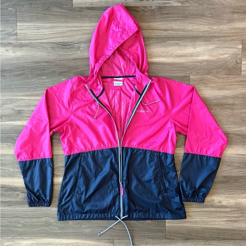 Columbia Fuchsia & Navy Windbreaker Size L - Picture 2 of 3